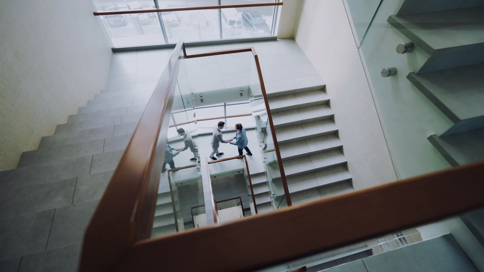 Executives meeting in a modern building
